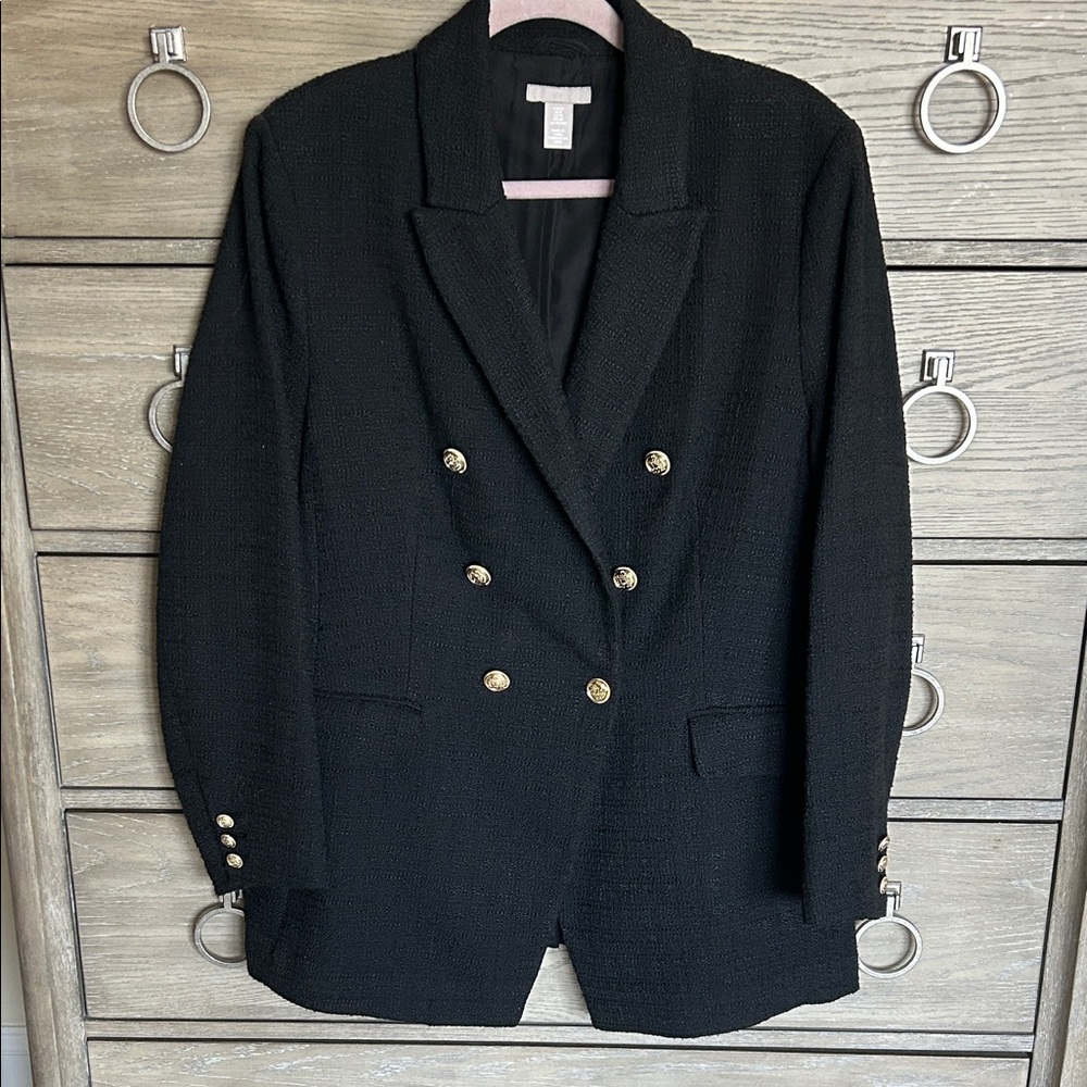 H&M Black Blazer with Gold Buttons XL